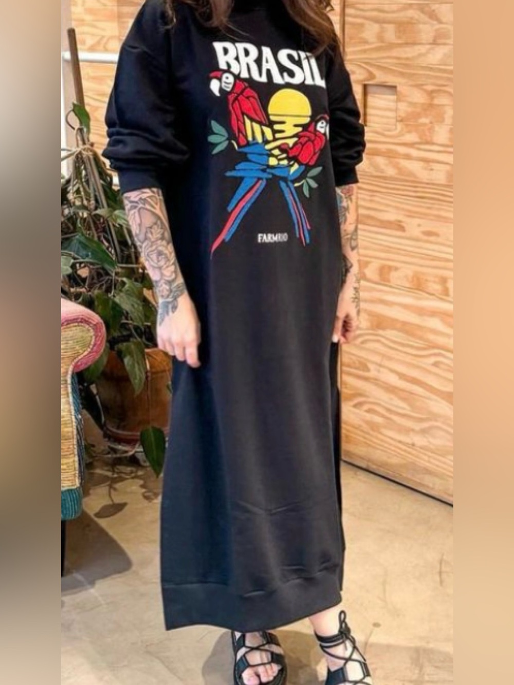 FARM Rio Brazil Sweatshirt Maxi Dress – Size S
